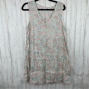 Joie 100% Linen Sleeveless Ditsy Floral Tiered Babydoll Mini Dress Size Large